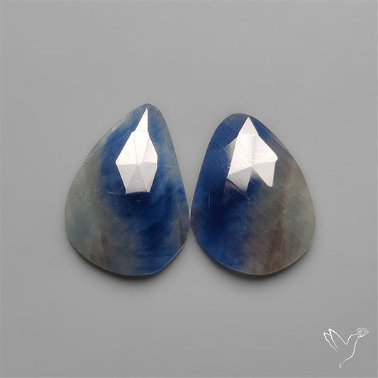 Rose Cut Blue Sapphire Pair