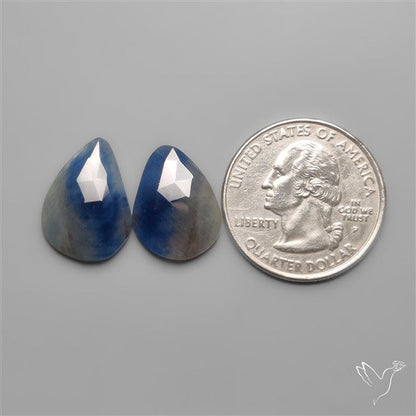 Rose Cut Blue Sapphire Pair
