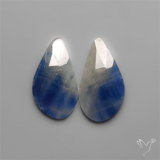 Rose Cut Blue Sapphire Pair