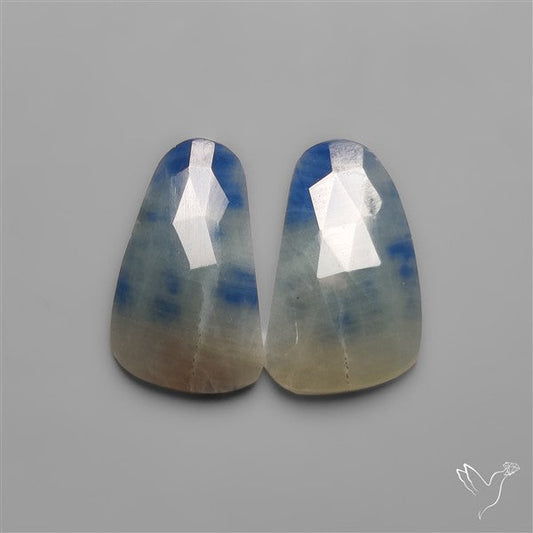 Rose Cut Blue Sapphire Pair