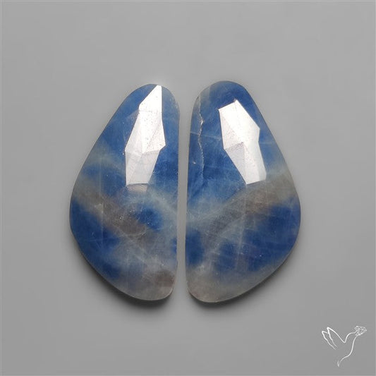 Rose Cut Blue Sapphire Pair