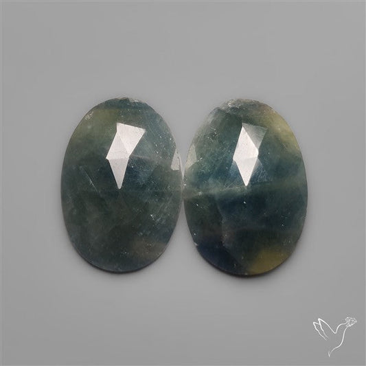 Rose Cut Blue Sapphire Pair