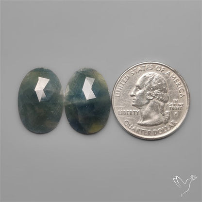 Rose Cut Blue Sapphire Pair