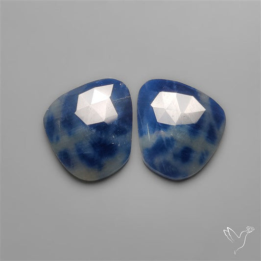 Rose Cut Blue Sapphire Pair