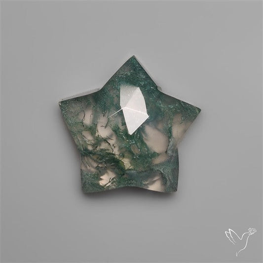 Rose Cut Himalayan Quartz With Moss Agate Star Doublet