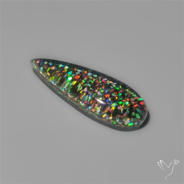 Crushed Aurora Opal With Himalayan Quartz Doublet