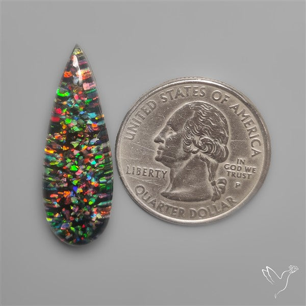 Crushed Aurora Opal With Himalayan Quartz Doublet