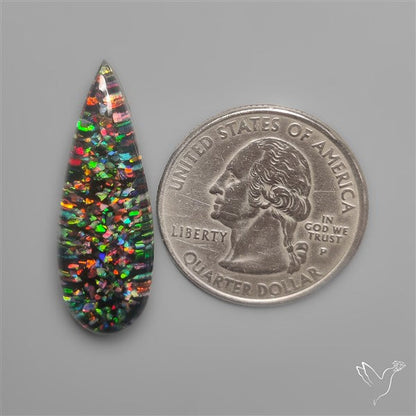 Crushed Aurora Opal With Himalayan Quartz Doublet