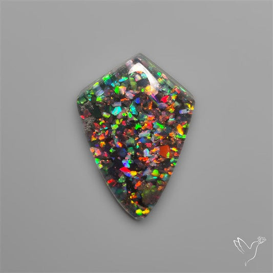 Crushed Aurora Opal With Himalayan Quartz Doublet