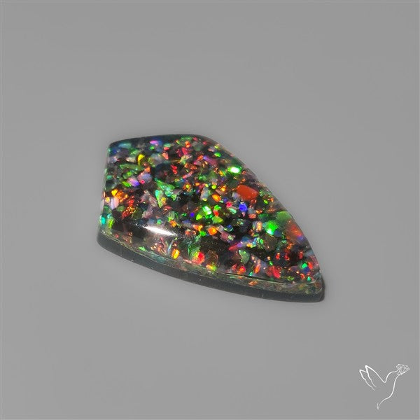 Crushed Aurora Opal With Himalayan Quartz Doublet