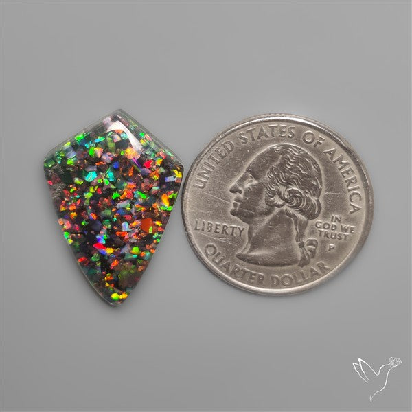 Crushed Aurora Opal With Himalayan Quartz Doublet