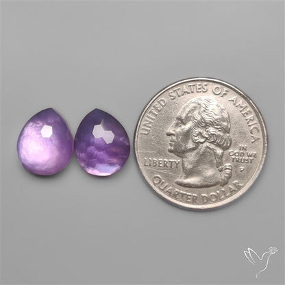Honeycomb Cut Amethyst With Mother Of Pearl Doublets Pair