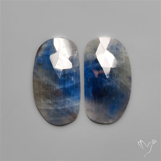 Rose Cut Blue Sapphires Pair