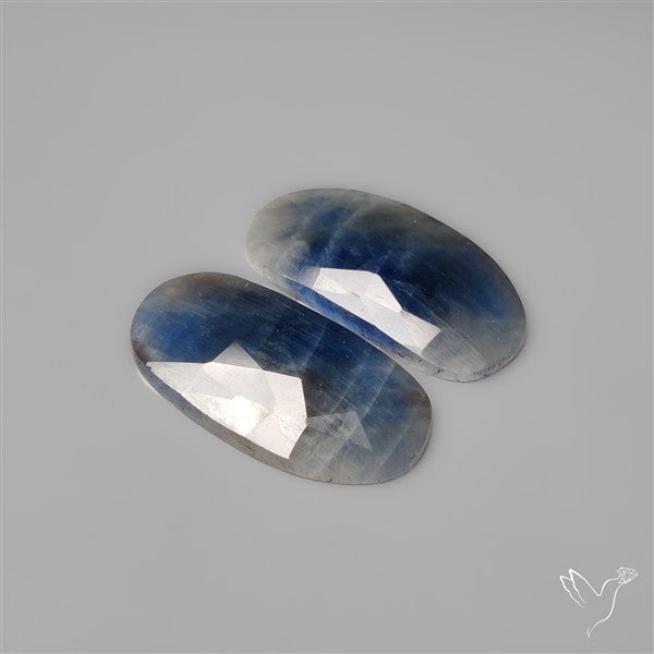 Rose Cut Blue Sapphires Pair
