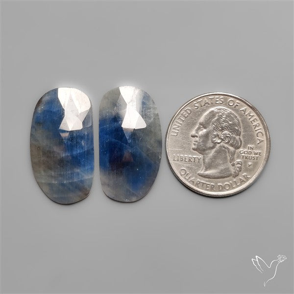 Rose Cut Blue Sapphires Pair