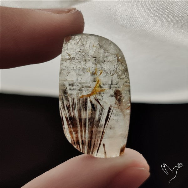 Cacoxenite In Quartz Cabochon