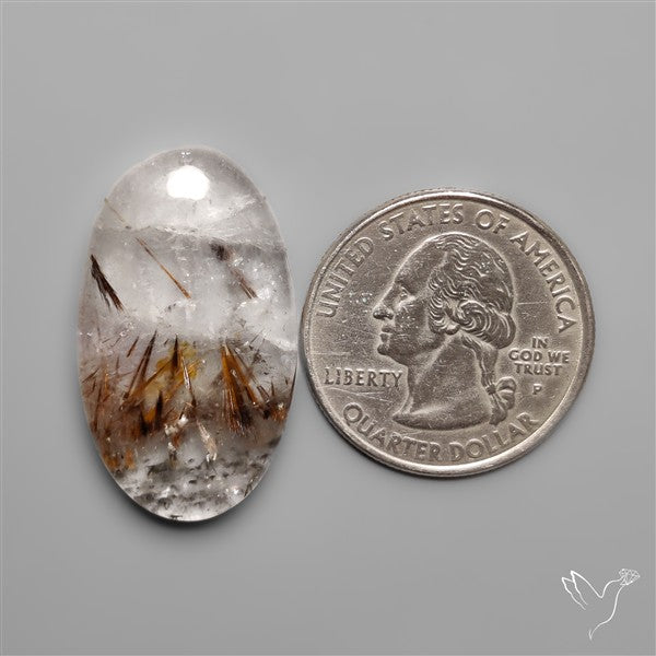 Cacoxenite In Quartz Cabochon