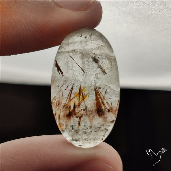 Cacoxenite In Quartz Cabochon