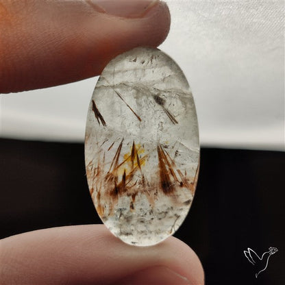 Cacoxenite In Quartz Cabochon