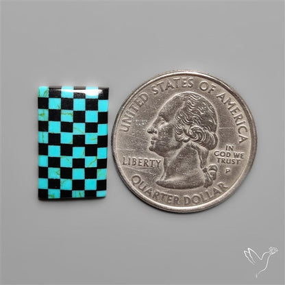 Kingman Turquoise Checker Inlay Black Onyx