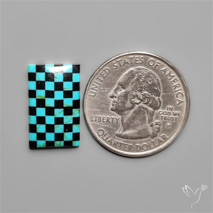 Kingman Turquoise Checker Inlay Black Onyx
