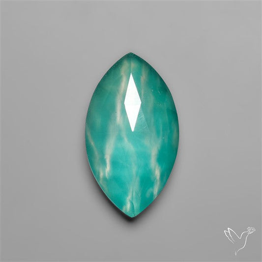 Peruvian Ice Amazonite With Rose Cut Himalayan Quartz Doublet