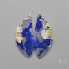Lapis Lazuli With White Plume Agate Doublets Pair