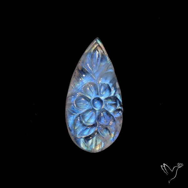Rainbow Moonstone Mughal Carving
