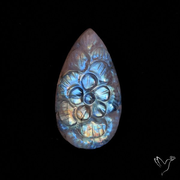 Rainbow Moonstone Mughal Carving