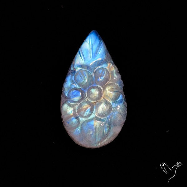 Rainbow Moonstone Mughal Carving