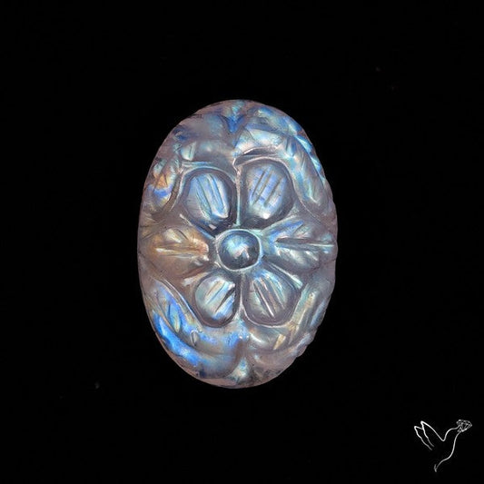 Rainbow Moonstone Mughal Carving