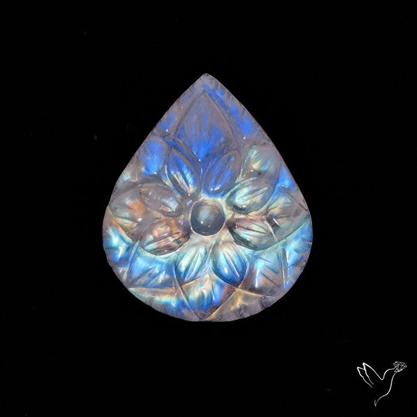 Rainbow Moonstone Mughal Carving