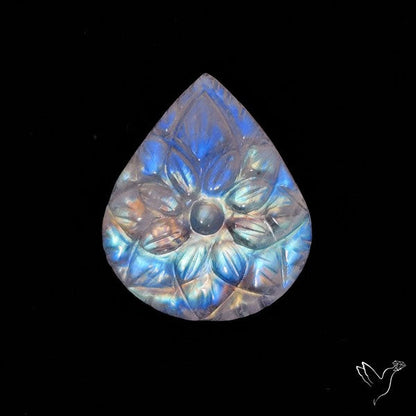 Rainbow Moonstone Mughal Carving