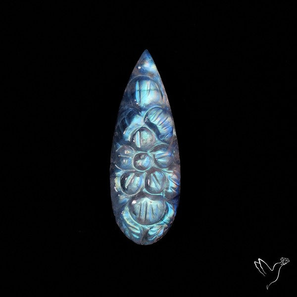 Rainbow Moonstone Mughal Carving
