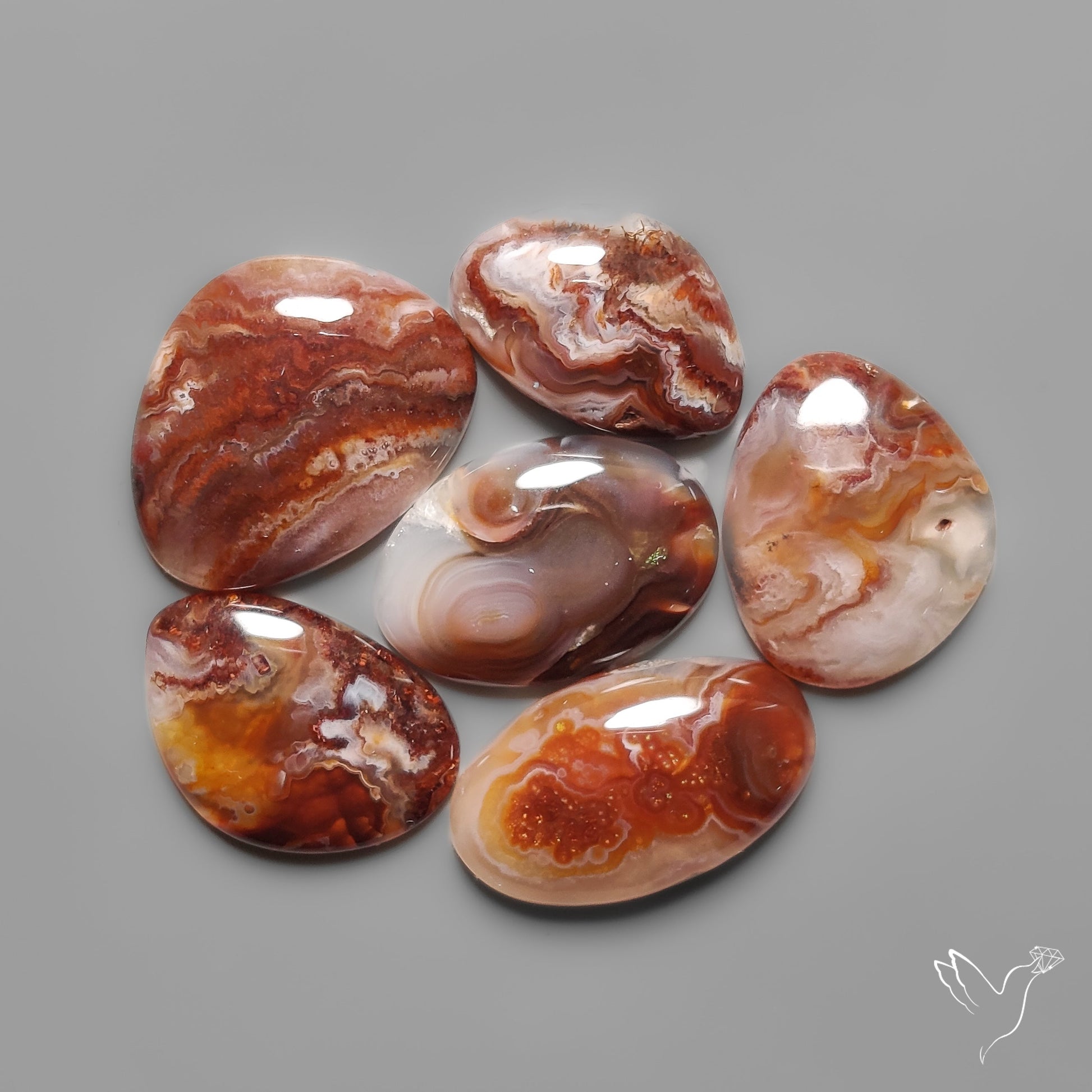 Mexican Fire Agates Cabochons Lot