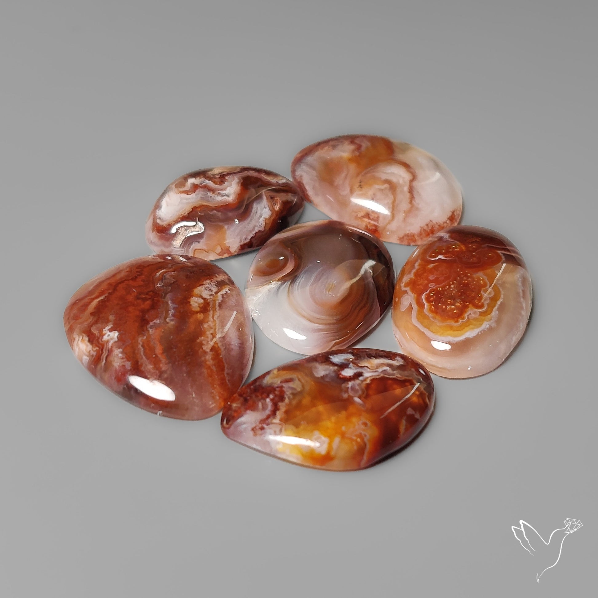 Mexican Fire Agates Cabochons Lot