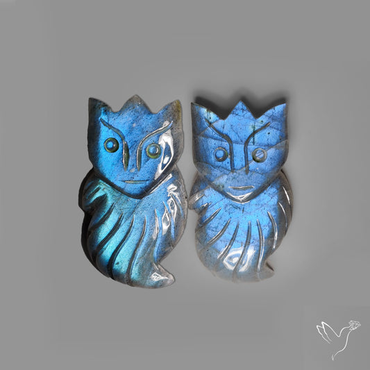 Blue Labradorite Calicifer Carving Pair