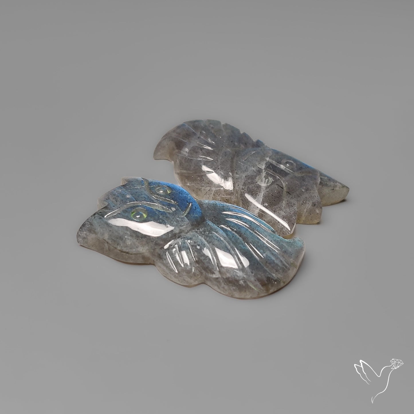 Blue Labradorite Calicifer Carving Pair