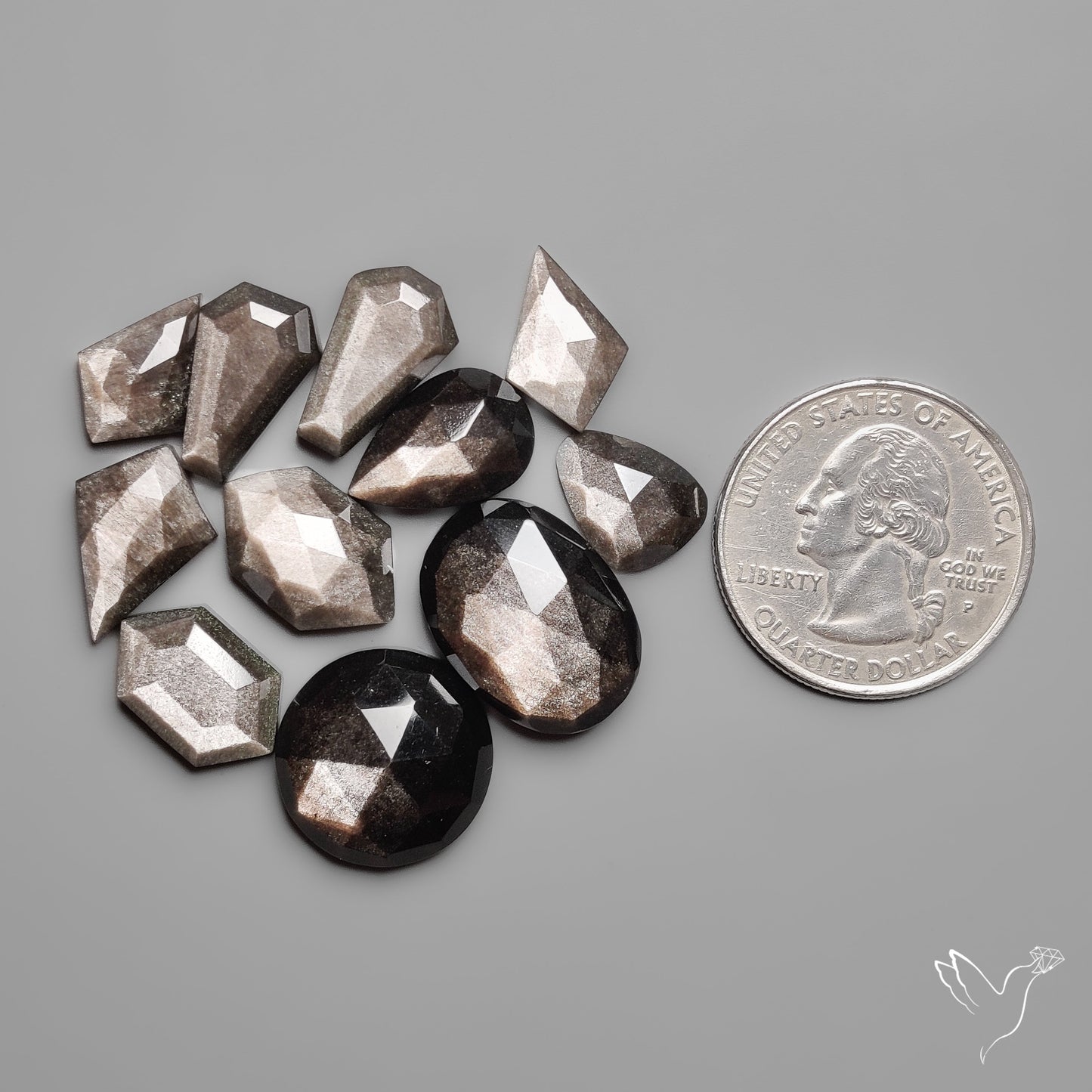 Rose Cut Silversheen Obsidian Lot