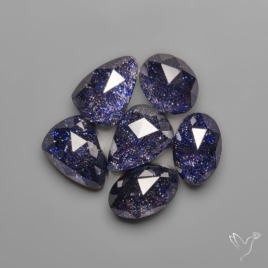 Rose Cut Himalayan Quartz With Blue Goldstone Doublets Lot