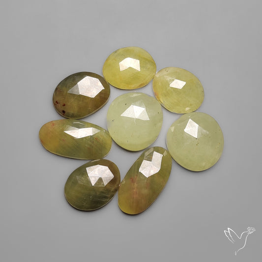 Rose Cut Pastel Green Sapphires Lot