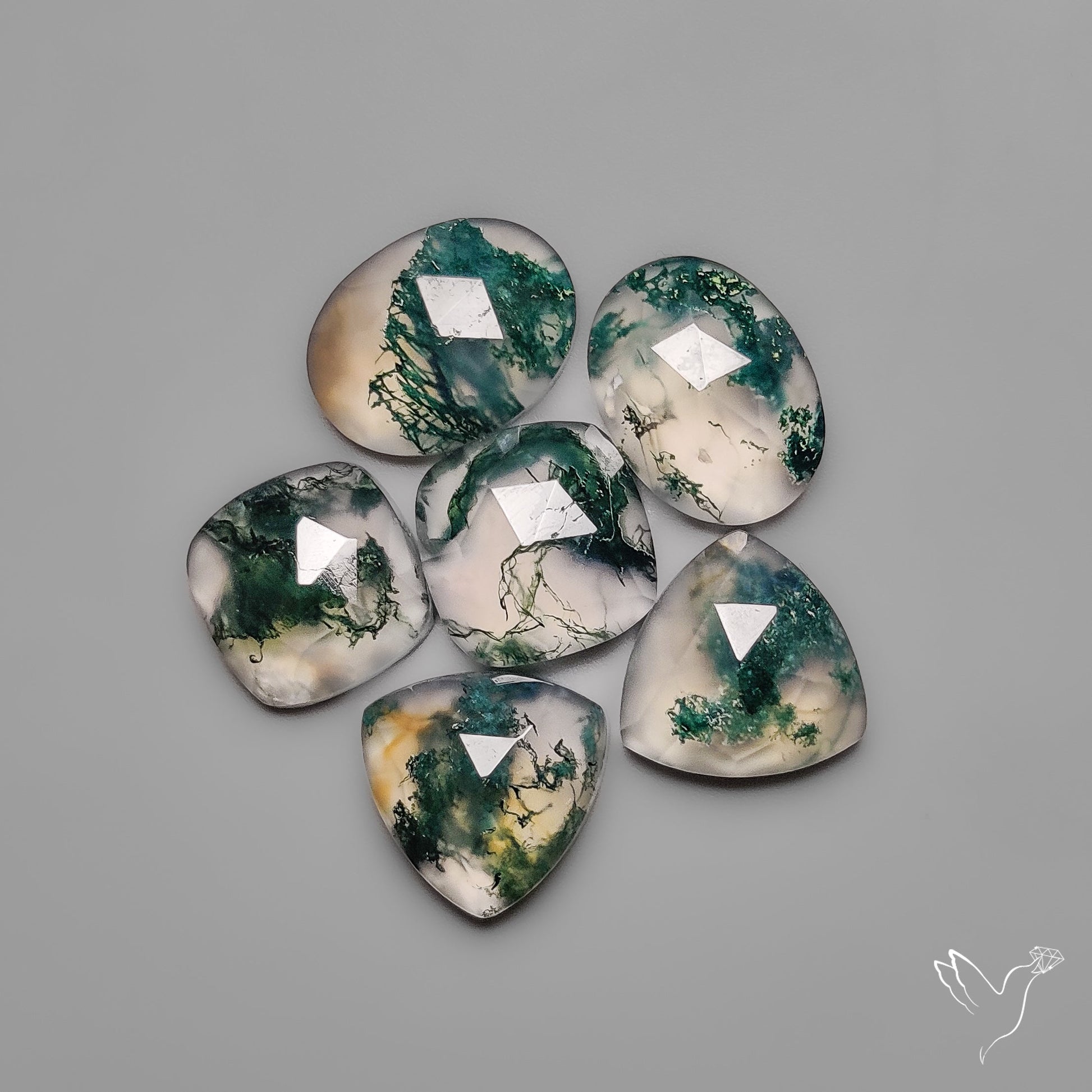 Rose Cut Moss Agates Lot