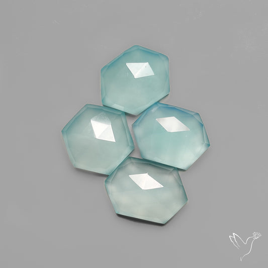 Rose Cut Light Blue Chalcedony Lot
