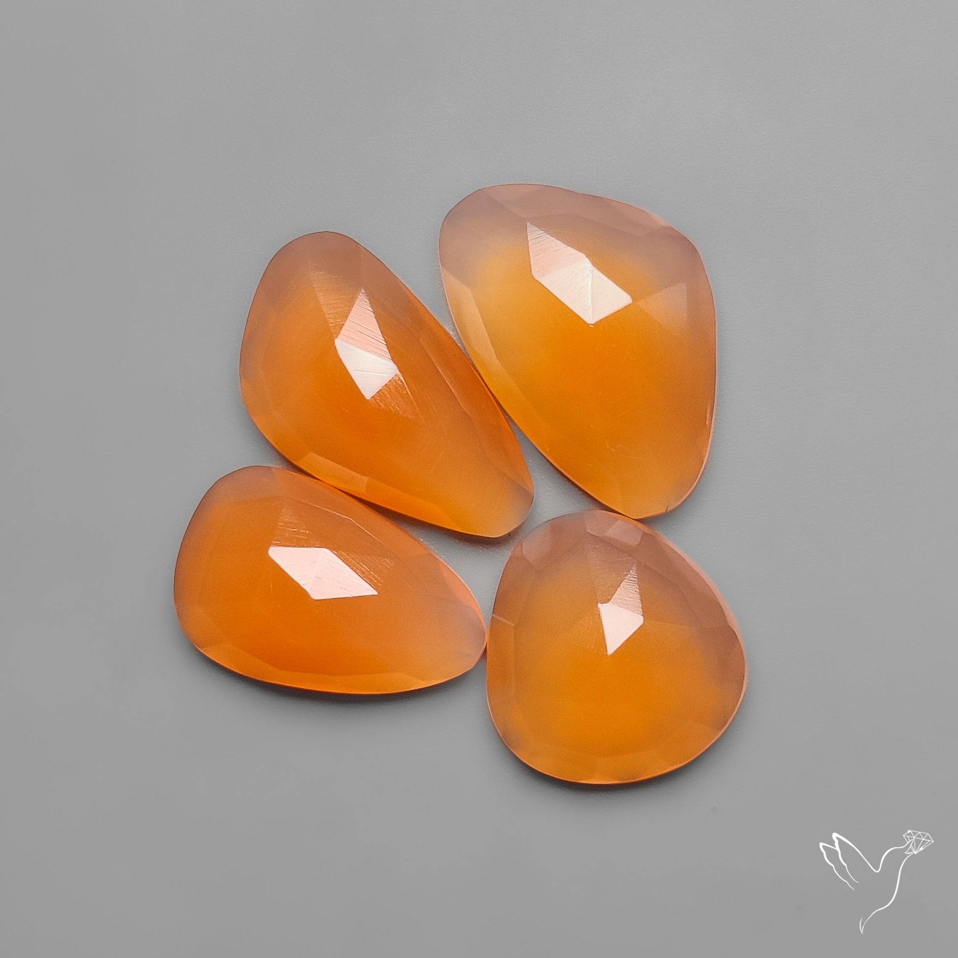 Rose Cut Persimmon Carnelian Agates Lot