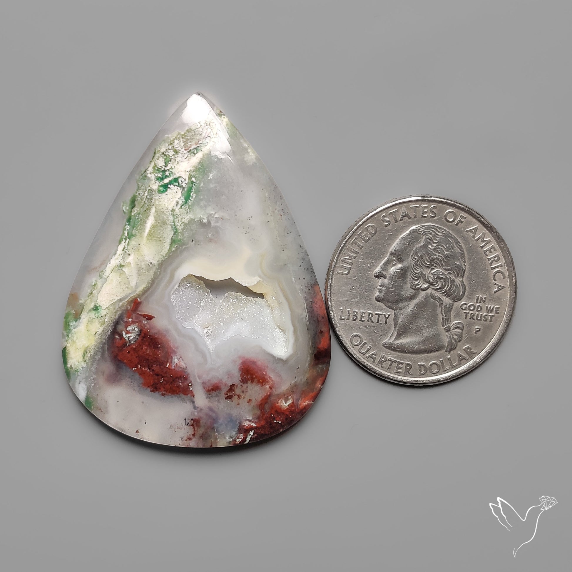 Aqua Chrysoprase Cabochon with Druzy Pocket