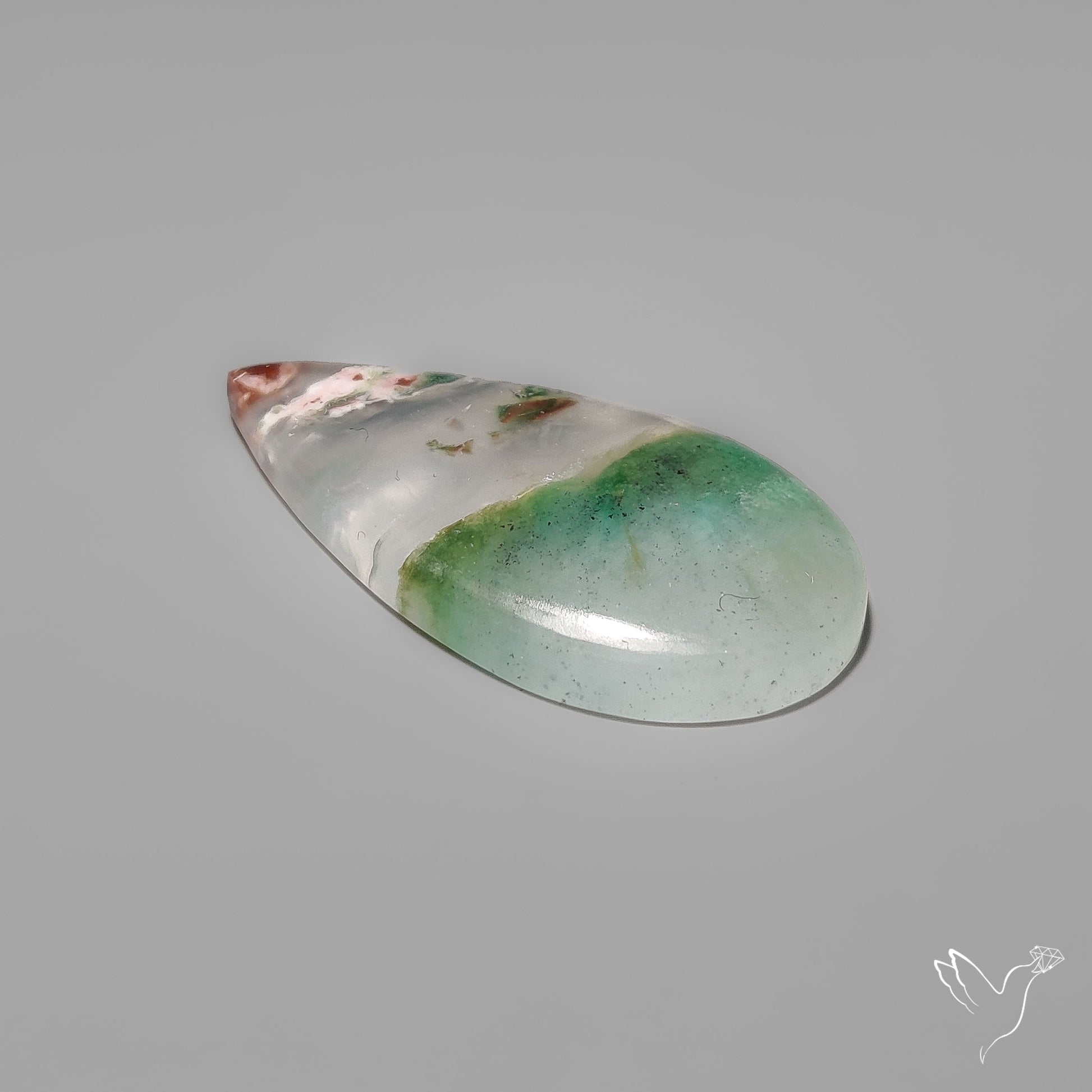 Aqua Chrysoprase Cabochon with Druzy Pocket