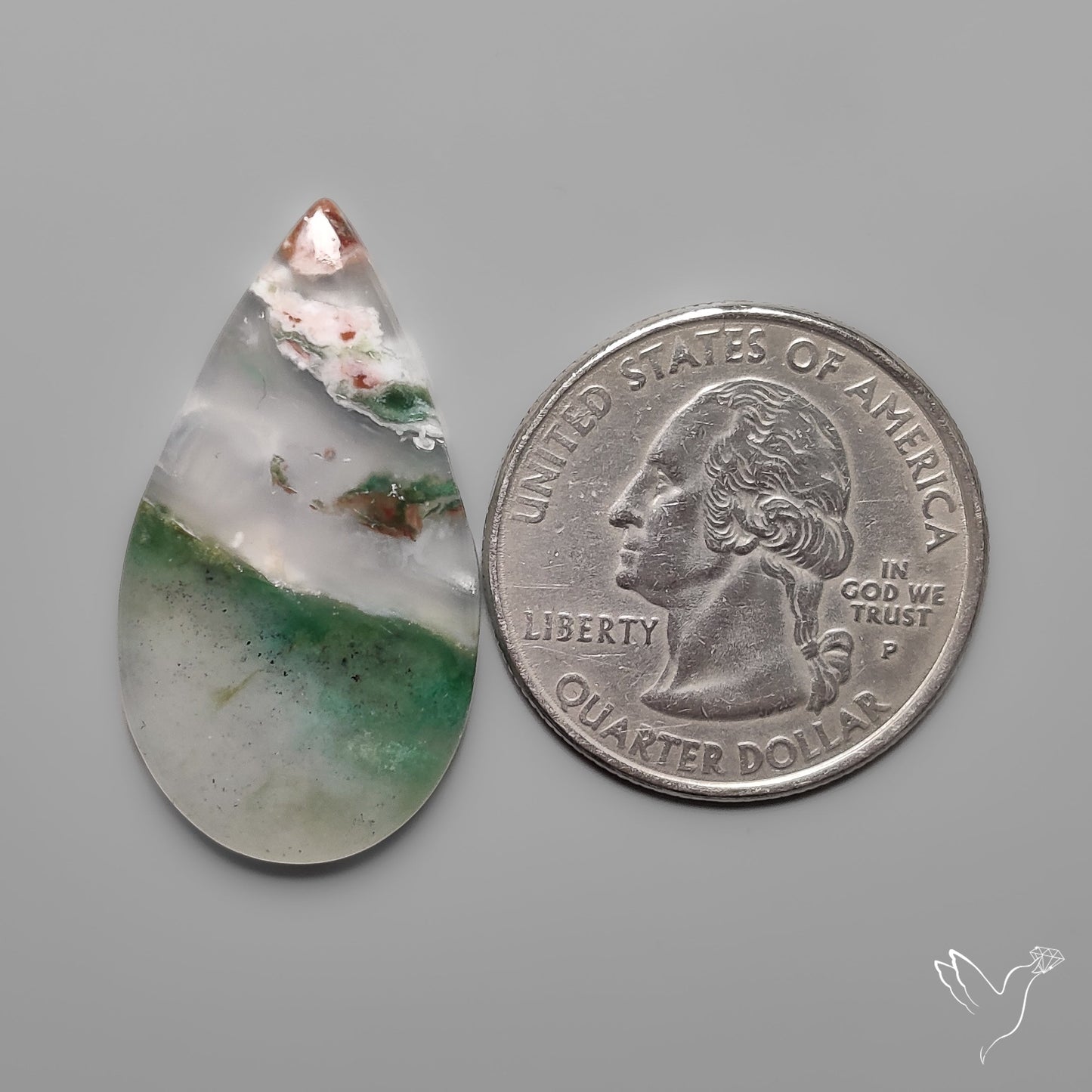 Aqua Chrysoprase Cabochon with Druzy Pocket
