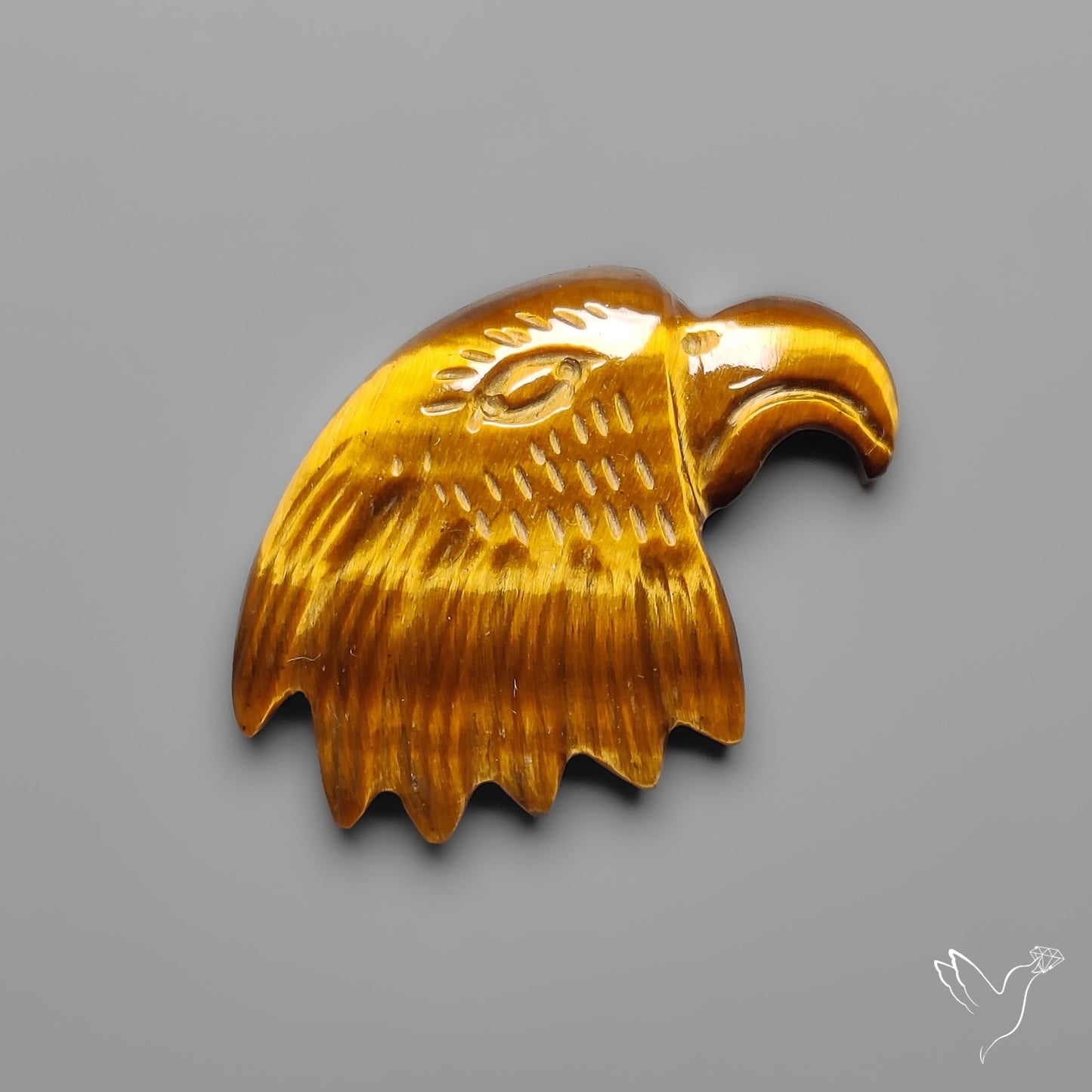 Tiger Eye Eagle Face Carving