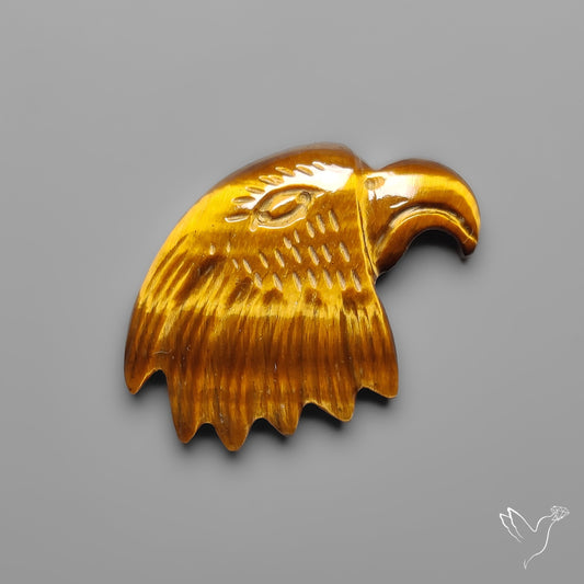 Tiger Eye Eagle Face Carving