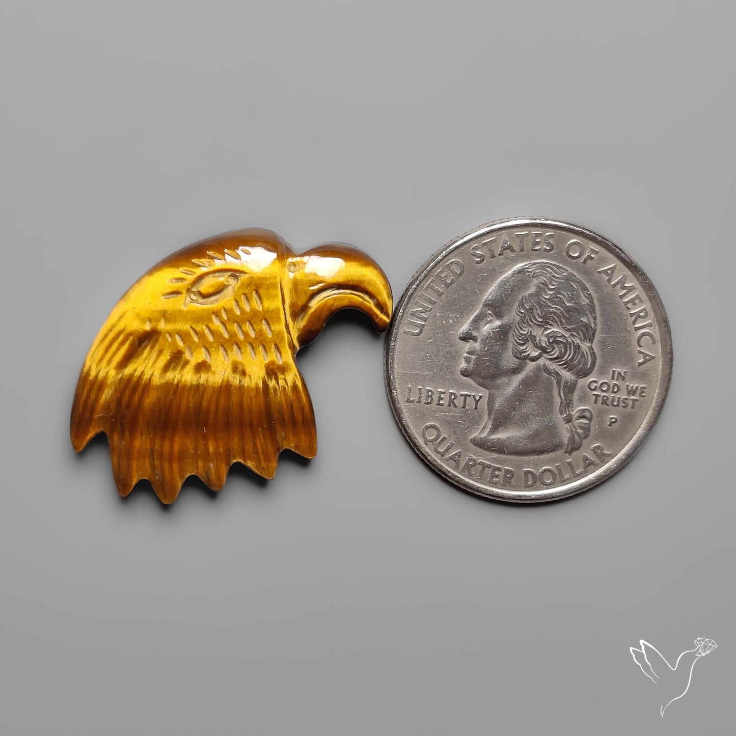 Tiger Eye Eagle Face Carving
